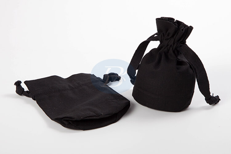 custom small black drawstring pouch