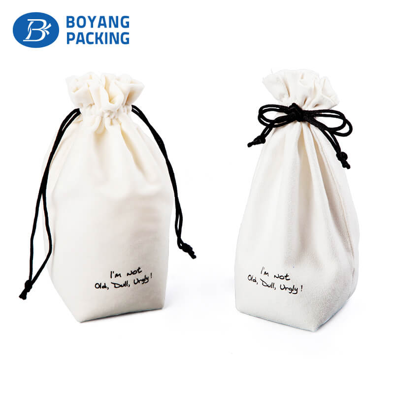 Superior quality white velvet drawstring bags wholesale