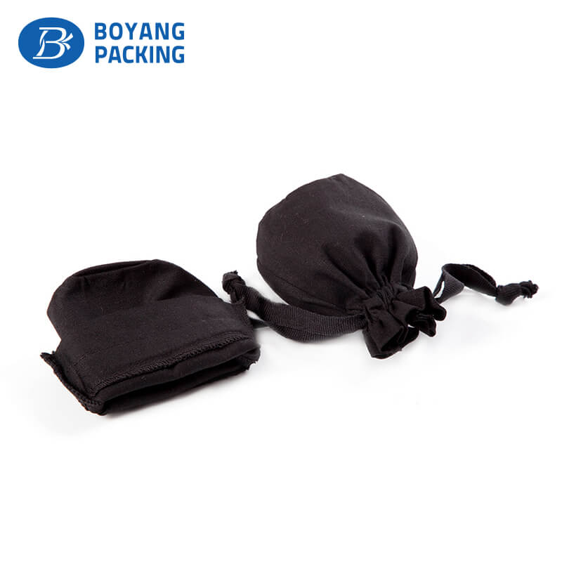 custom small black drawstring pouch