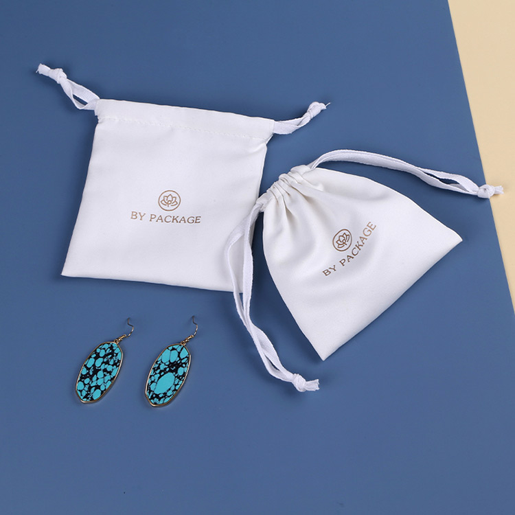 ECO friendly white custom packaging velvet gift drawstring pouch bag with logo
