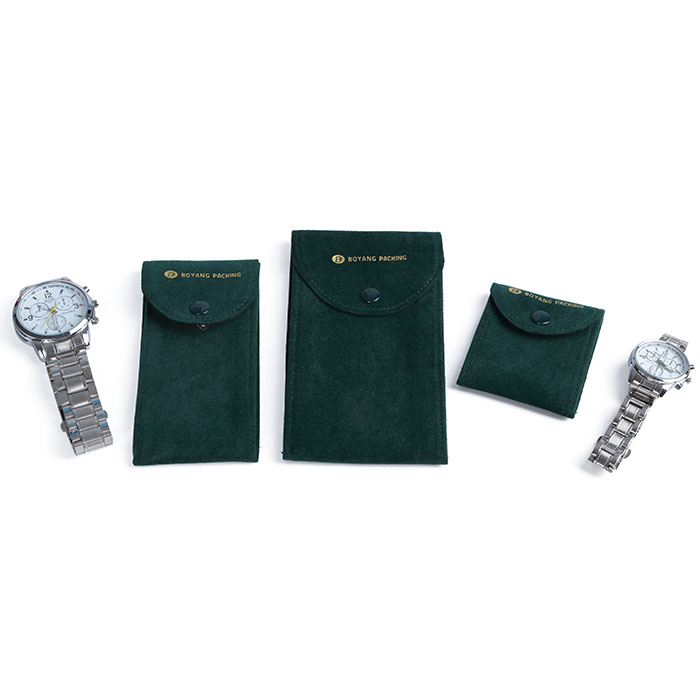 Valentine's Day Customized Dark Green felt Watch Organizer Travel Jewelry Pouch Felt Watch Gift Storage Bag