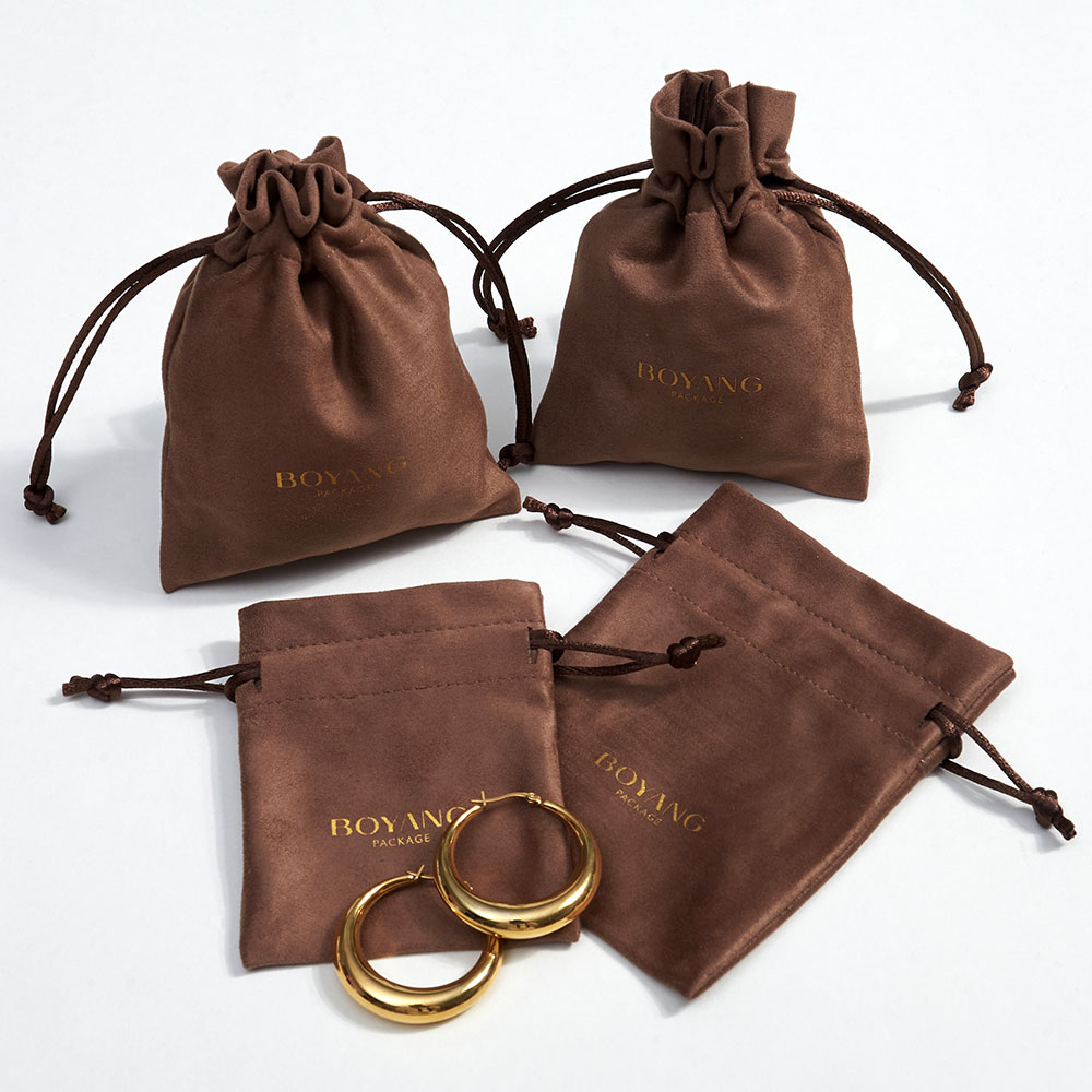 Custom logo mini velvet gift jewellery bag suede jewelry packaging pouch