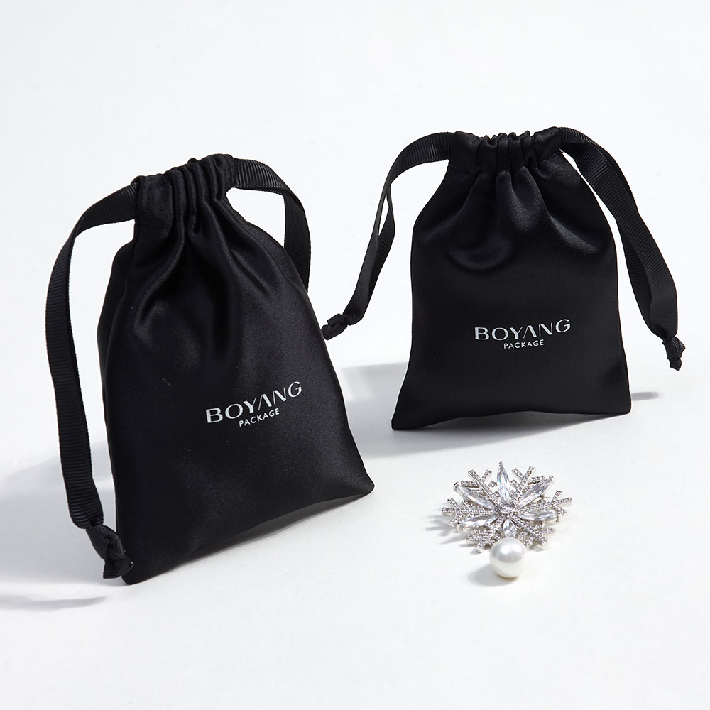 Custom jewelry pouch luxury silk satin small jewellery packaging bag for jewelry