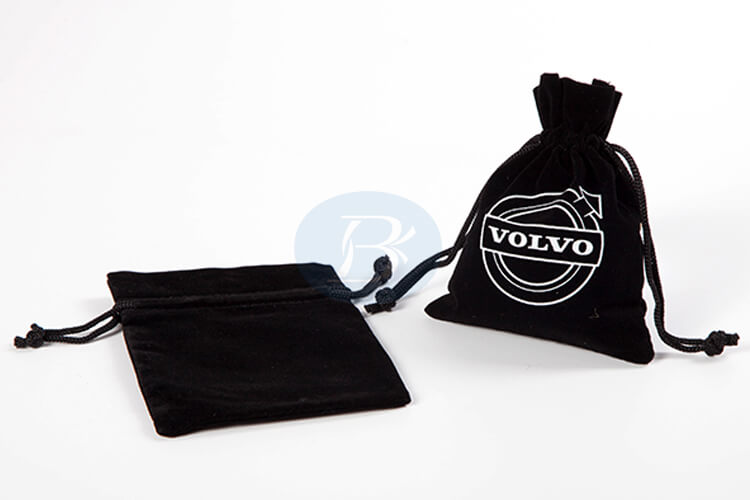 custom black velvet pouch bag
