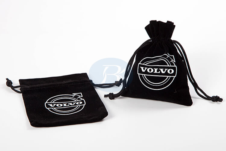 custom black velvet pouch bag