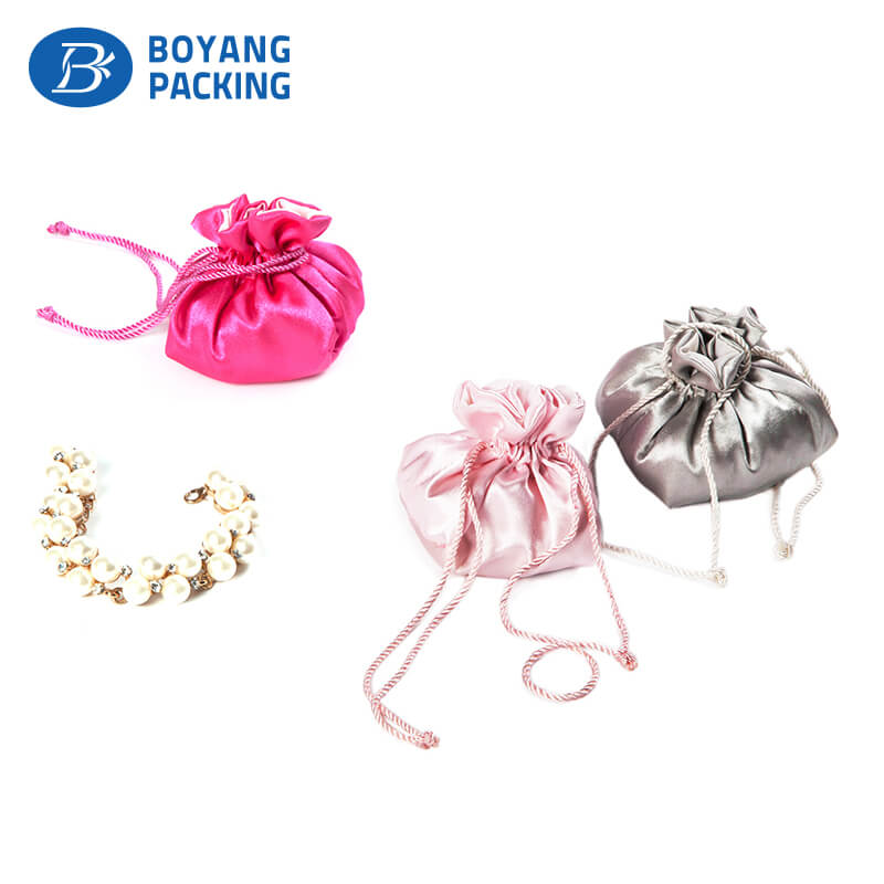 Satin drawstring pouch jewelry bag, jewelry pouch factory