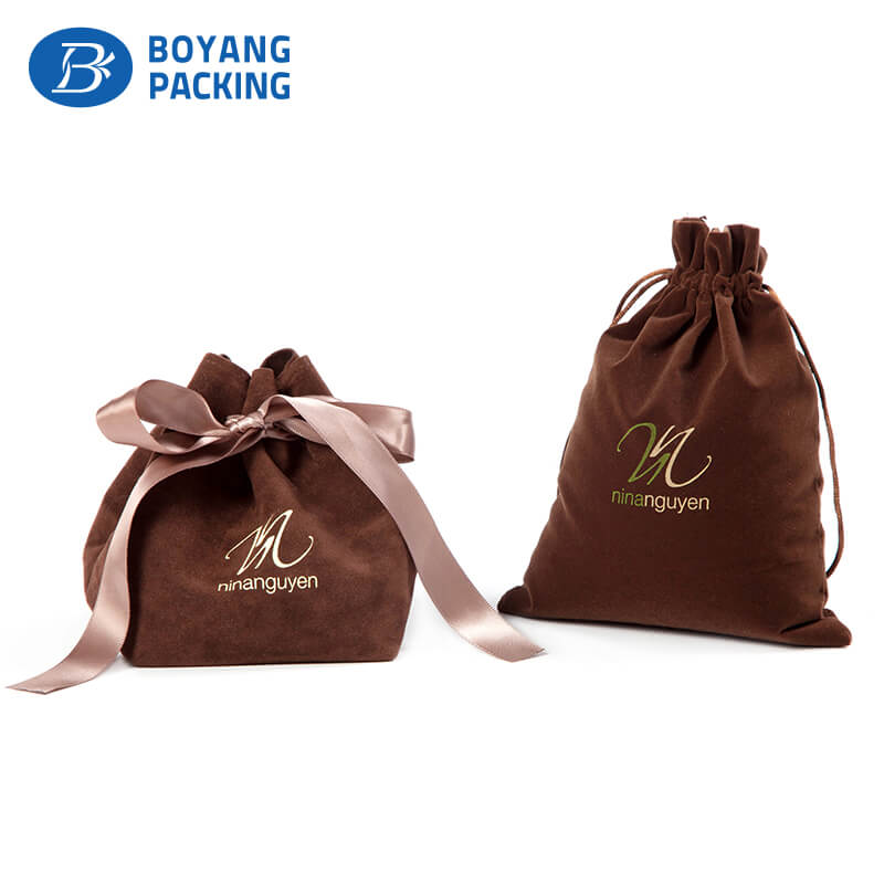 Brown velvet gift bags wholesale, velvet bags factory