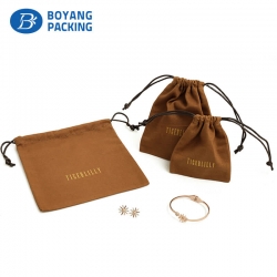 Brown custom canvas drawstring pouches gift bags manufacturer