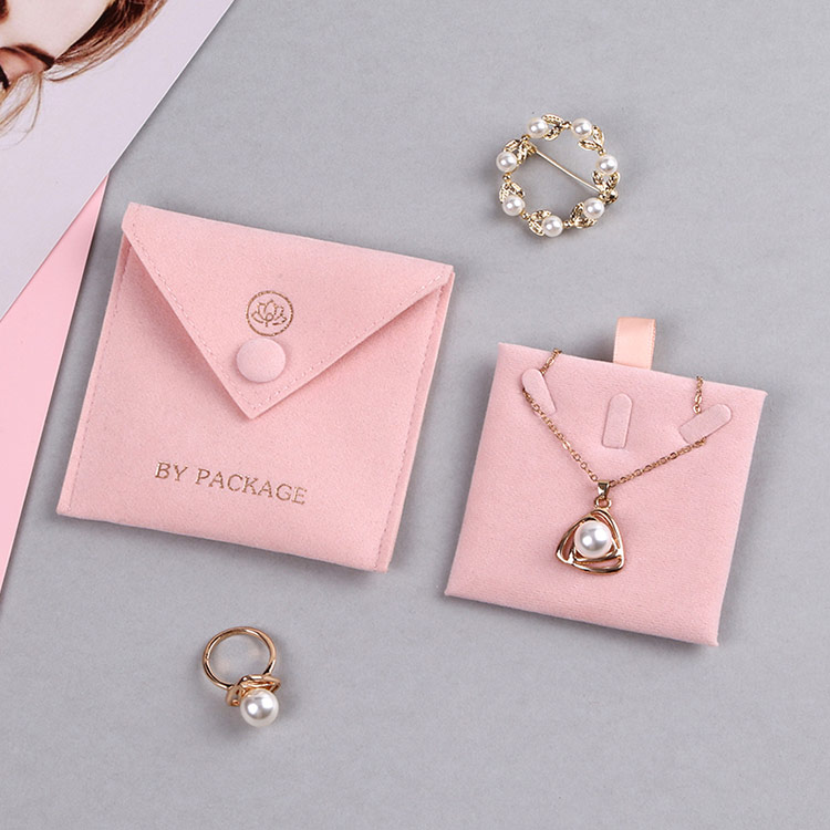 Pink Promotional Button Velvet Bag Custom Logo Packaging Gift Pouch