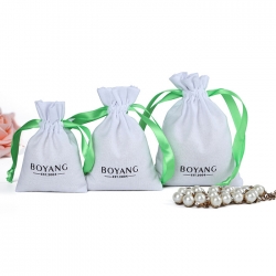 Personalised Eco Friendly White Gift Pouch Custom Logo Cotton Drawstring Bag