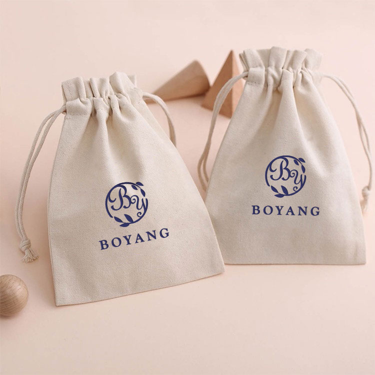 Online eco customized logo gift bag cotton canvas drawstring pouch amazon