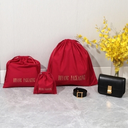 Manufacturer Customized Large Red Drawstring Dust Velvet Bag Pouch with Logo