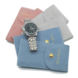 Supplier custom velvet travel jewelry pouch felt watch storage bag with logo
