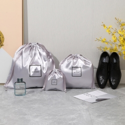 Fashion wholesale gray custom drawstring silk luxury dust pouch satin shoe bags