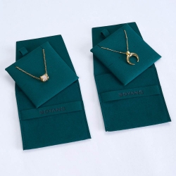 Eco friendly Green microfiber jewelry bags custom jewelry envelope microfiber pouch with insert pad