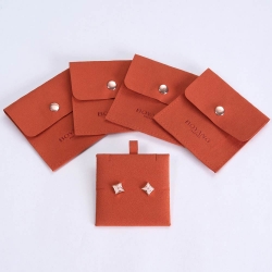 Custom Microfiber Jewelry Packaging Bag Suede Button Earrings Pouch with logo