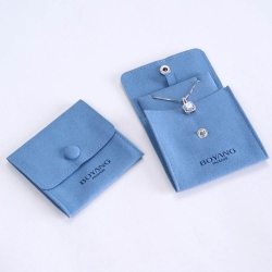 Luxury custom small jewelry packaging pouch microfiber bag with logo printed deboss printing