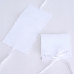 White custom small jewelry packaging pouch microfiber bag with logo printed