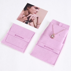 Suede Pouch Wholesale Earring Necklace Bracelet Embossed Microfiber Jewelry Packaging