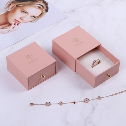 Elegant paper cardboard custom drawer pink cute ring box for wedding