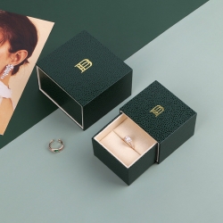 Wedding anniversary custom unique green slid drawer gift ring boxes