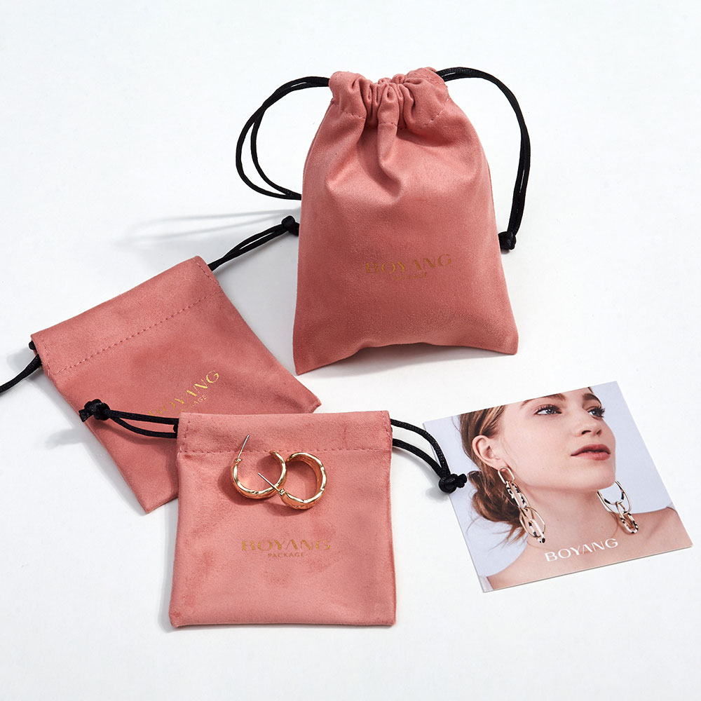 Velvet jewelry pouch custom suede jewellery packaging gift bags