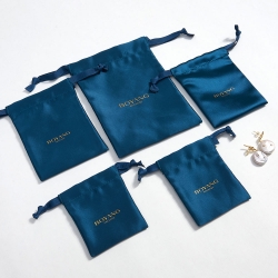 Custom jewellery packaging bag satin jewelry pouch with drawstring