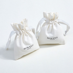 Wholesale jewellery dust pouch cotton small jewelry bags with logo custom
